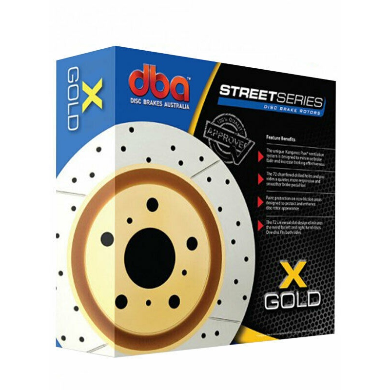 2 x DBA X-Gold Cross-Drilled Slotted Rotor (DBA504X)