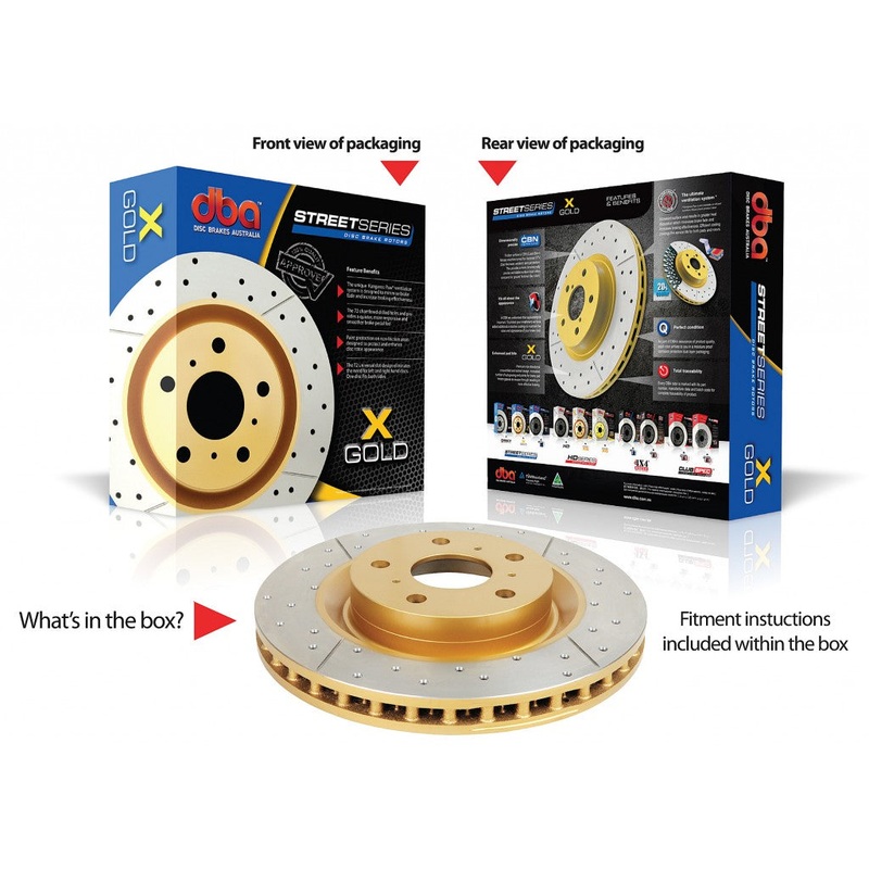 DBA ROTOR PAIR Street Gold Cross-drilled/slotted KP FOR [ VW Transporter / Multivan 2009-> F ] NEW PART