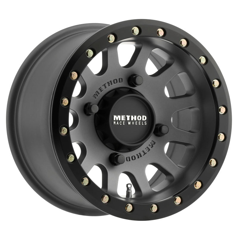Method MR401 UTV Beadlock 14x7 / 4+3/13mm Offset / 4x156 / 132mm CB Titanium Wheel- Matte Black Ring