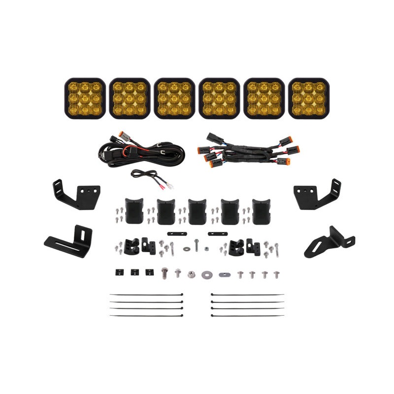 Diode Dynamics Prinsu/Sherpa Roof Racks SS5 6-Pod CrossLink Mounting Kit - Sport Yellow Driving