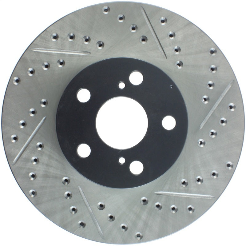 StopTech 03-08 Pontiac Vibe / 05-09 Scion tc Left Front Slotted & Drilled Rotor