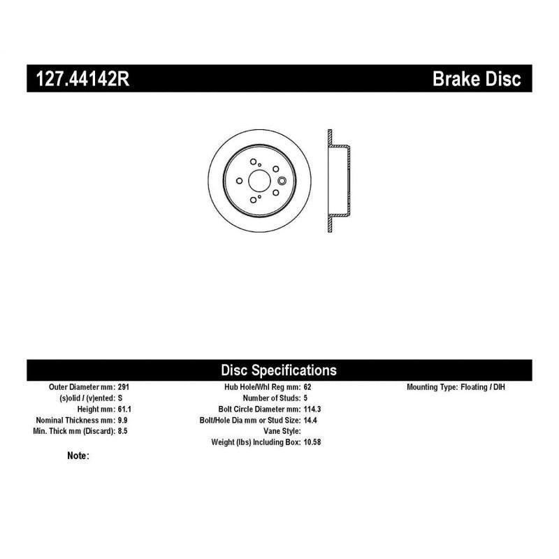 StopTech 06-10 Lexus IS 250/IS 300/IS 350 SportStop Slotted & Drilled Right Rear Rotor