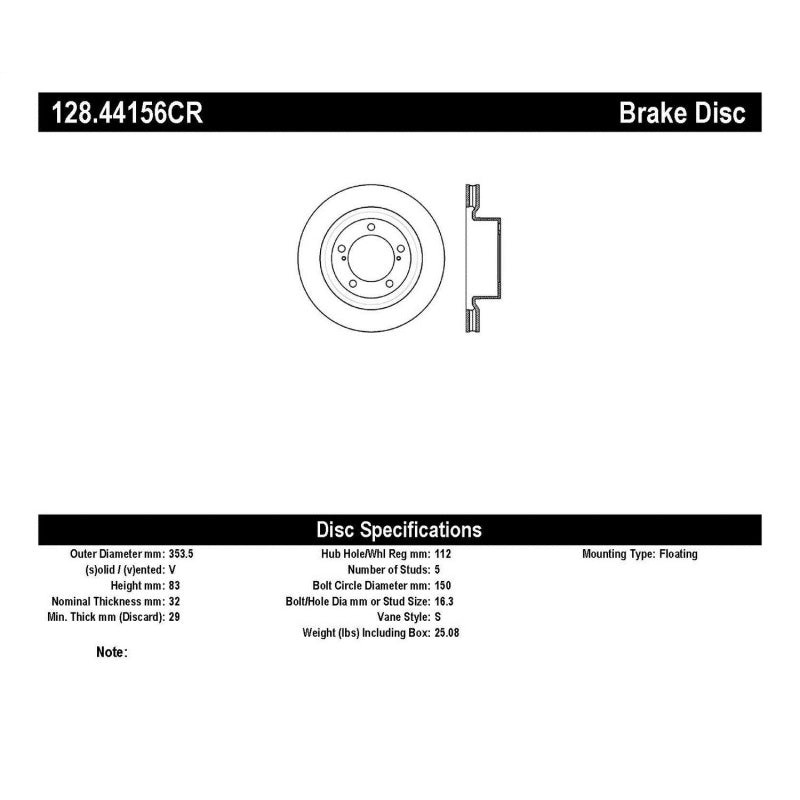 StopTech Sportstop 07-19 Land Cruiser, LX570, Sequoia, Tundra Cryo Sport Drilled Rotor, Right Front