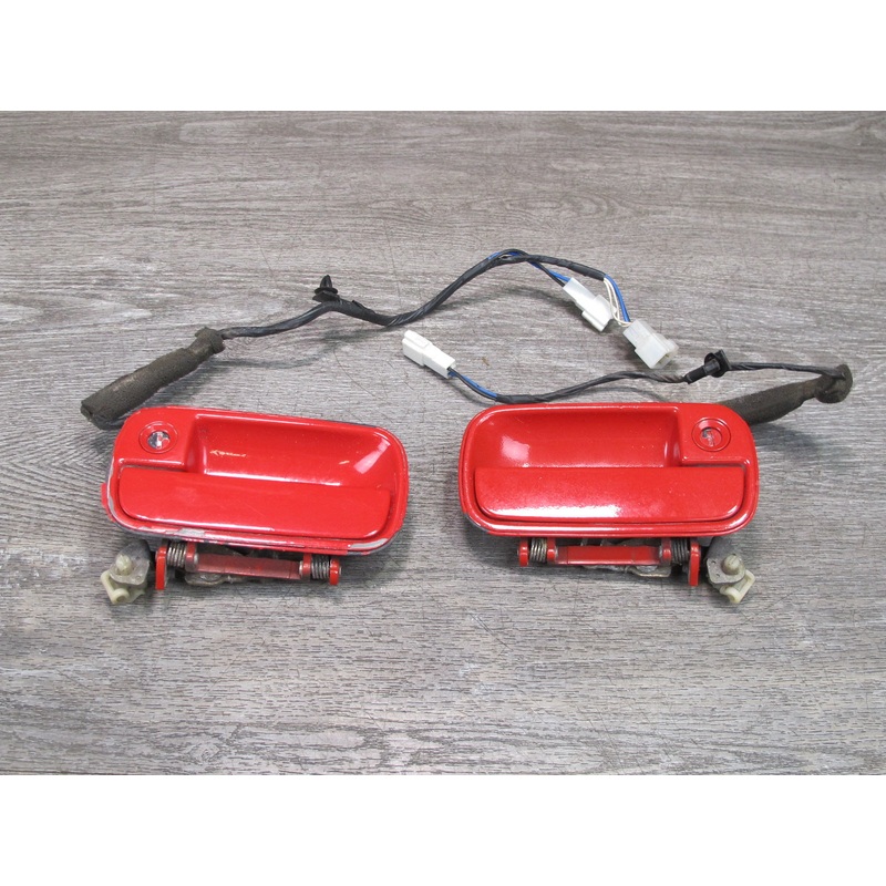 86-88 Mazda RX7 FC3S Set of 2 Left & Right Exterior Door Handle RED w Lock OEM