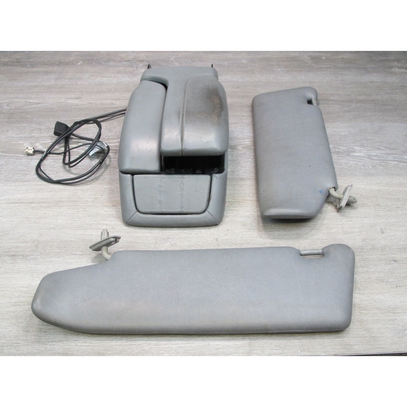 94-99 Mercedes W140 Sedan Front Center Console Armrest w Sunvisors Set Gray OEM