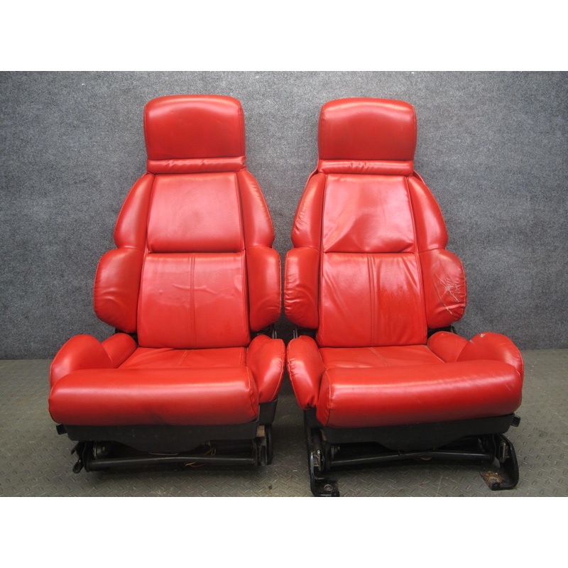 92-93 Chevrolet Corvette C4 Set of 2 Power Seat Leather Torch RED OEM