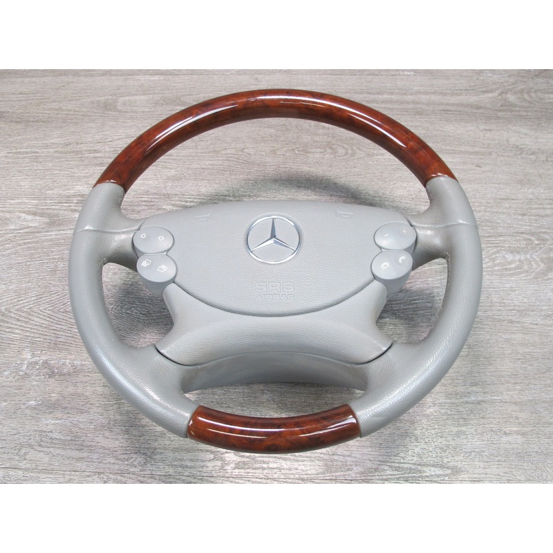 03-08 MERCEDES R230 SL500 FRONT LEFT DRIVER SIDE WOOD STEERING WHEEL W/ SRS AIRBAG OEM
