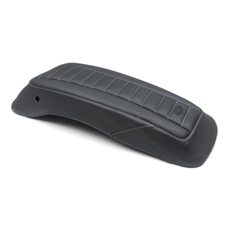 Mustang 14-23 HD FL Touring Saddlebag Lid Covers (Pair) Deluxe - Black w/ Grey Stitching