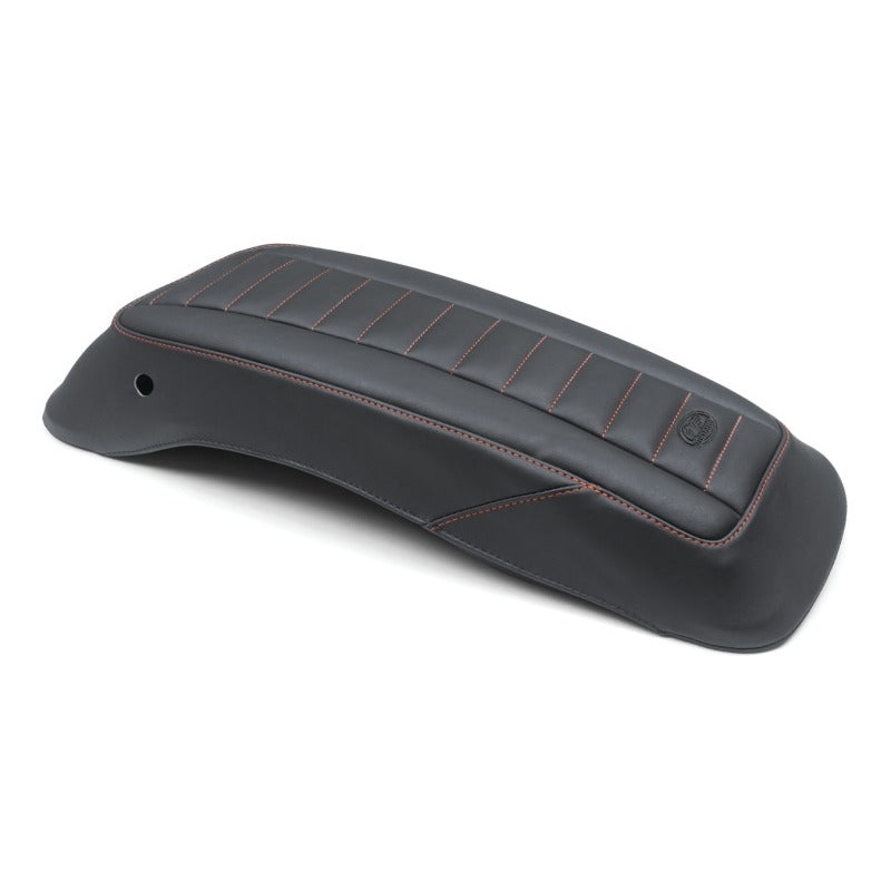 Mustang 14-23 HD FL Touring Saddlebag Lid Covers (Pair) Deluxe - Black w/ Red Stitching