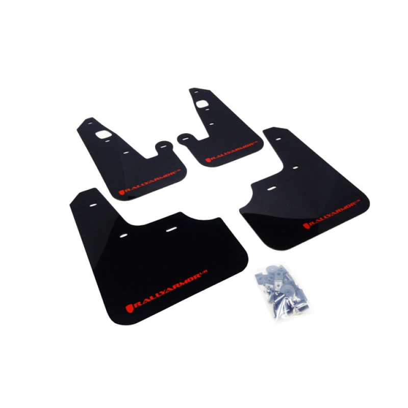 Rally Armor 07-17 Mitsubishi Lancer Black UR Mud Flap w/ Red Logo
