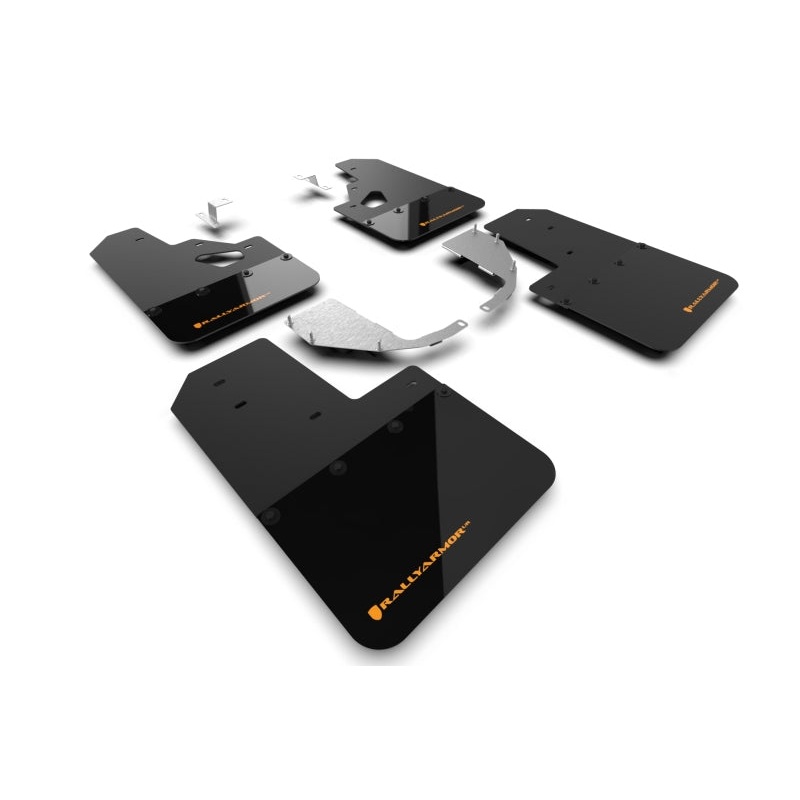 Rally Armor 21-24 Ford Bronco (Steel Bmpr + RR- NO Rptr/Sprt) Blk Mud Flap w/Cy Orange Logo