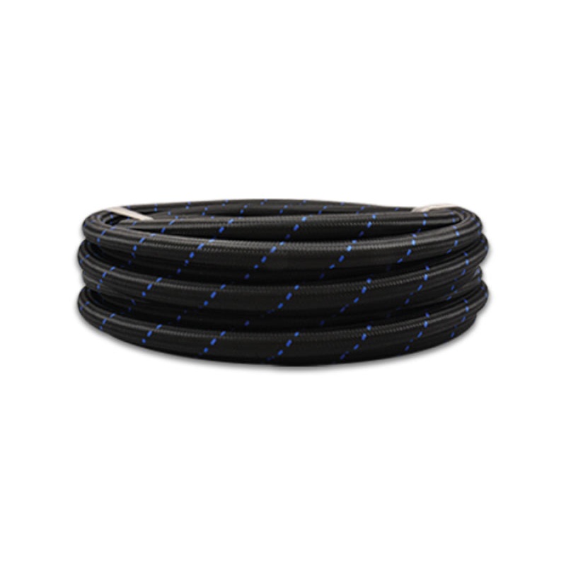 Vibrant -8 AN Two-Tone Black/Blue Nylon Braided Flex Hose (5 foot roll)