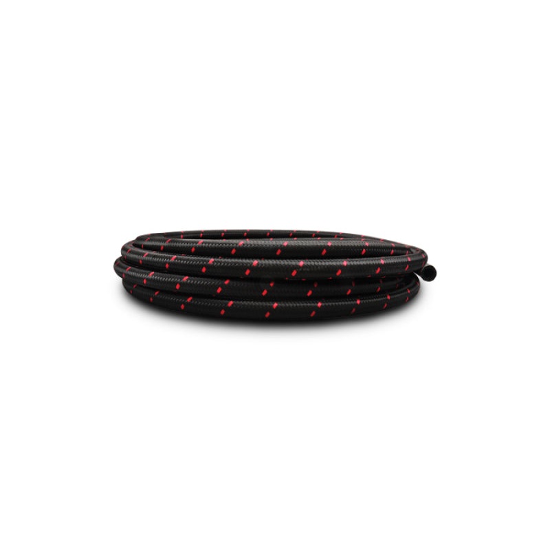 Vibrant -8 AN Two-Tone Black/Red Nylon Braided Flex Hose (5 foot roll)