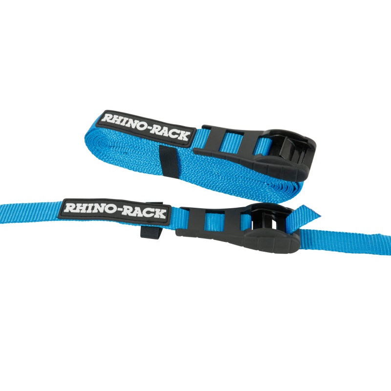 Rhino-Rack Rapid Tie Down Straps w/Buckle Protector - 5.5m/18ft - Pair - Blue