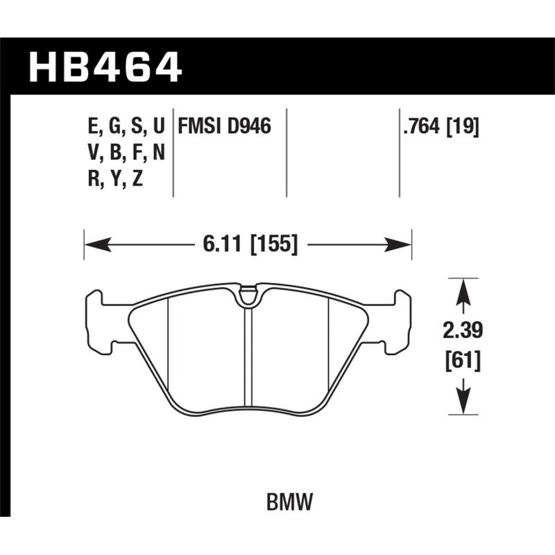 Hawk 01-05 BMW 330Ci 3.0L Base Front ER-1 Brake Pads