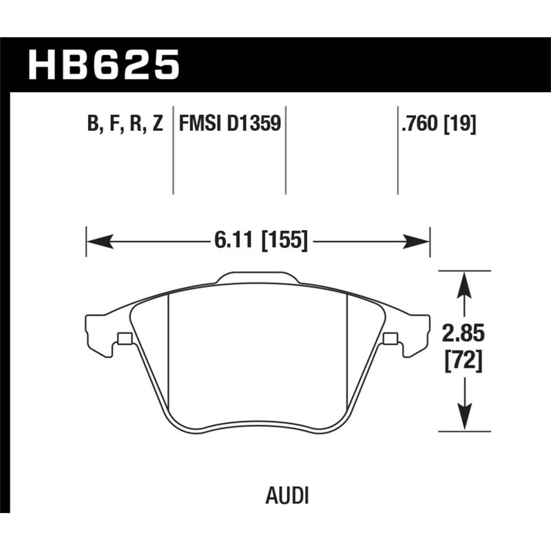 Hawk 2001-2010 Audi S3 European HPS 5.0 Front Brake Pads