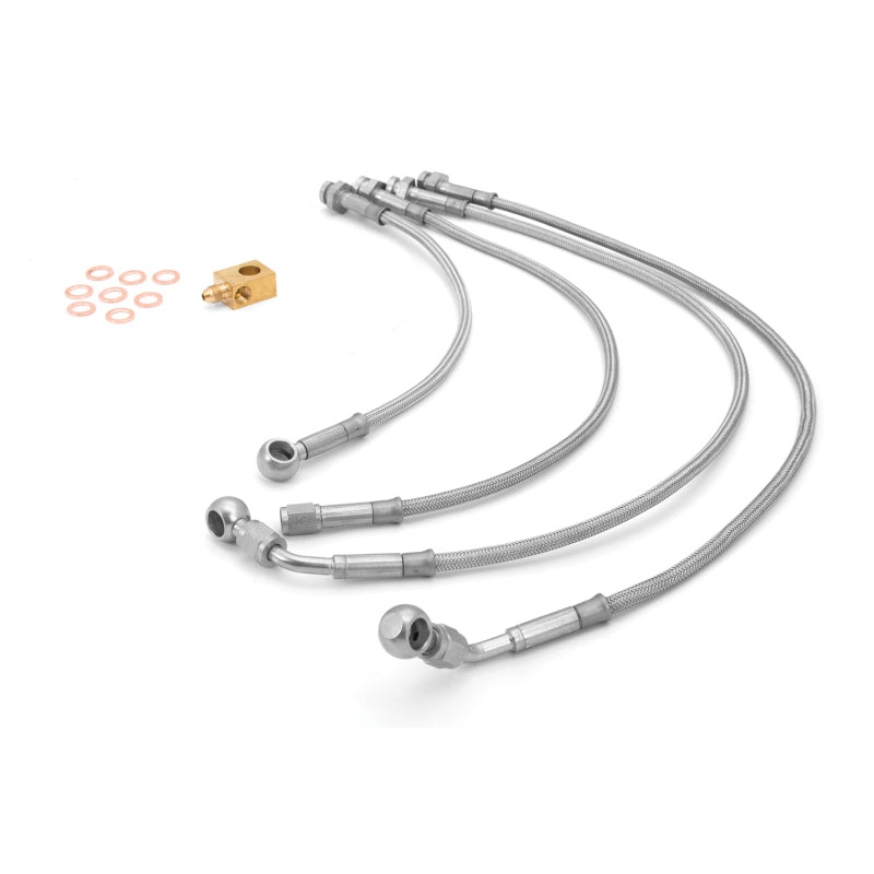 Rugged Ridge Brake Hose Kit Braided Stainless 07-18 Jeep Wrangler
