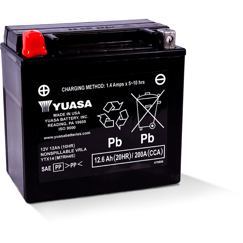 Yuasa YTX14 Maintenance Free AGM 12 Volt Battery