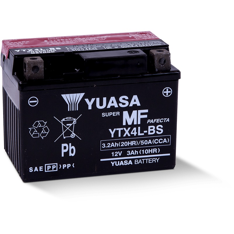Yuasa YTX4L-BS Maintenance Free AGM 12 Volt Battery (Bottle Supplied)