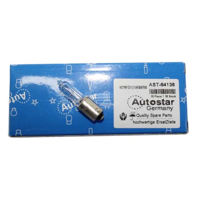 Autostar Germany Bulb H21W Indicator 12V 21W BAY9S CLEAR 64136