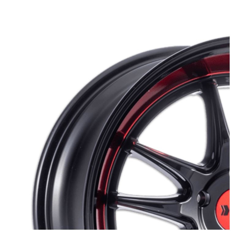 F1R F102 18x8.5 - Gloss Black/ Red Lip Wheel