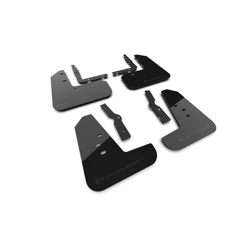 Rally Armor 2024+ Ford Mustang Black UR Mud Flap w/ Metallic Black Logo (MF126-UR-BLK-MBK)
