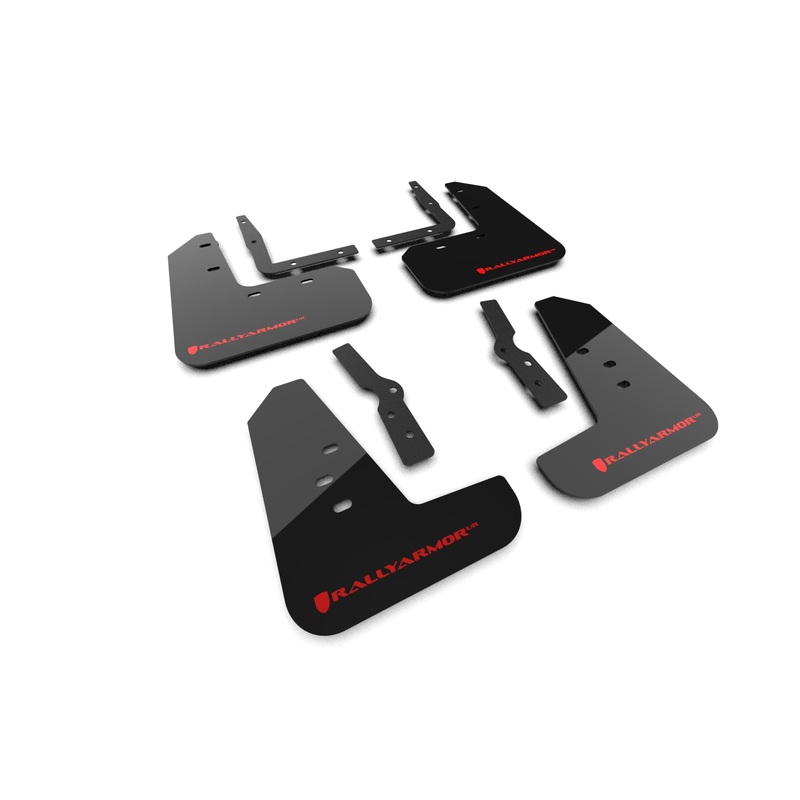 Rally Armor 2024+ Ford Mustang Black UR Mud Flap w/ Red Logo (MF126-UR-BLK-RD)