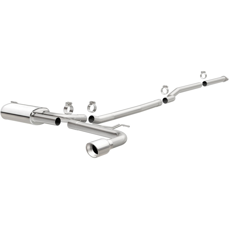 MagnaFlow Cat Back, SS, 2.5in, Street, Single Straight Pass. Polished 4in Tip, 2015 Ford Fusion 2.5L (19096)
