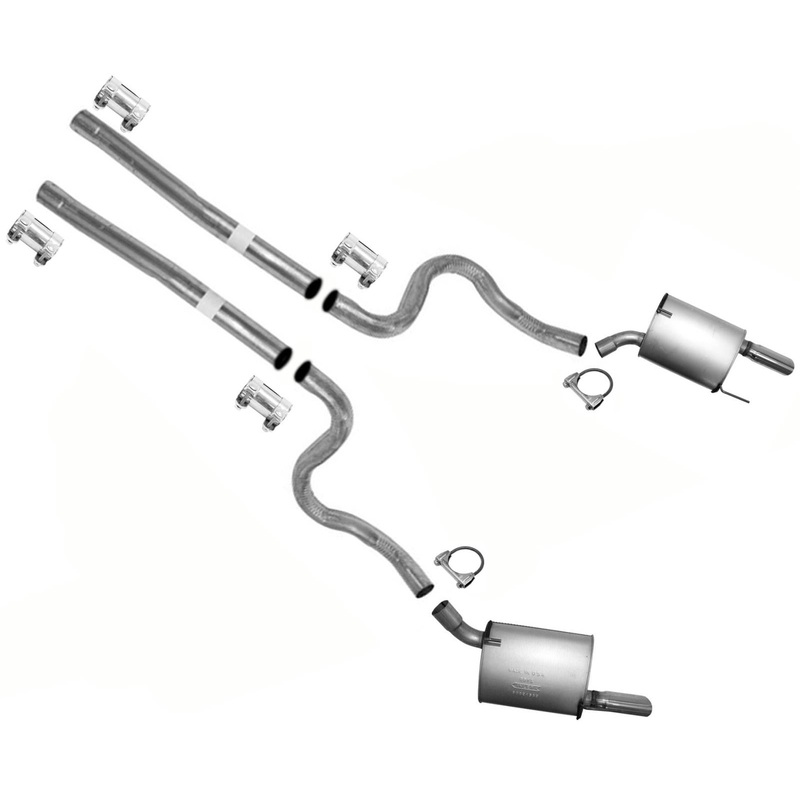 Exhaust System Extension Pipes Dual Mufflers For Ford Mustang 4.6L 2005-2009