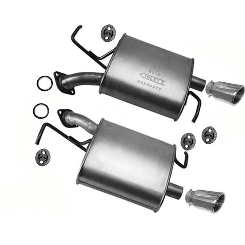 Rear Left and Right Rear Mufflers Chrome Tips For Mazda CX-9 3.7L 3.5L 2007-2015