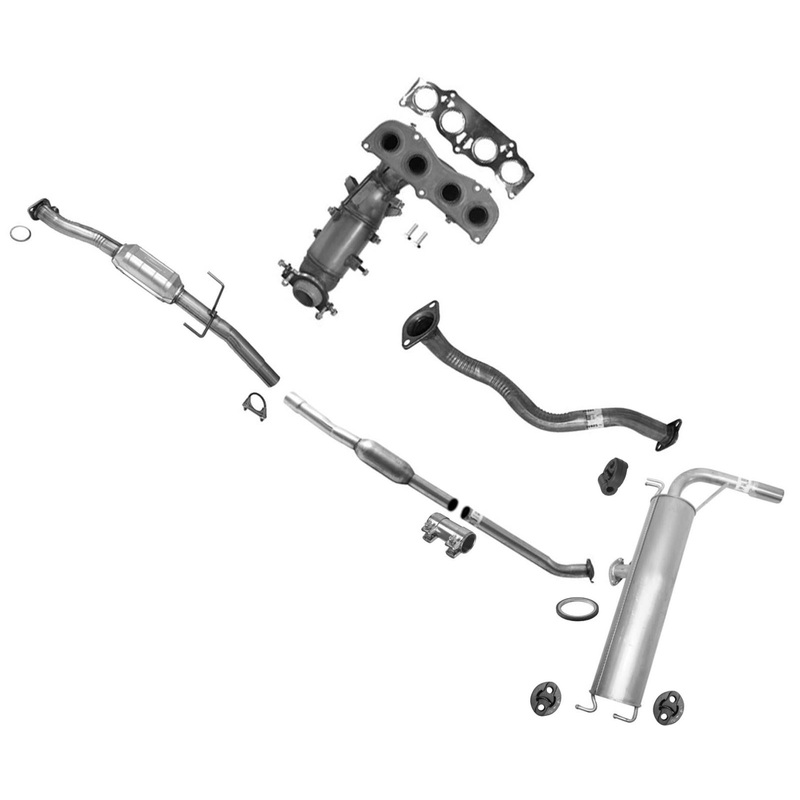 2 Catalytic Converters Resonator Pipe Rear Muffler for Toyota Rav4 2004-2005