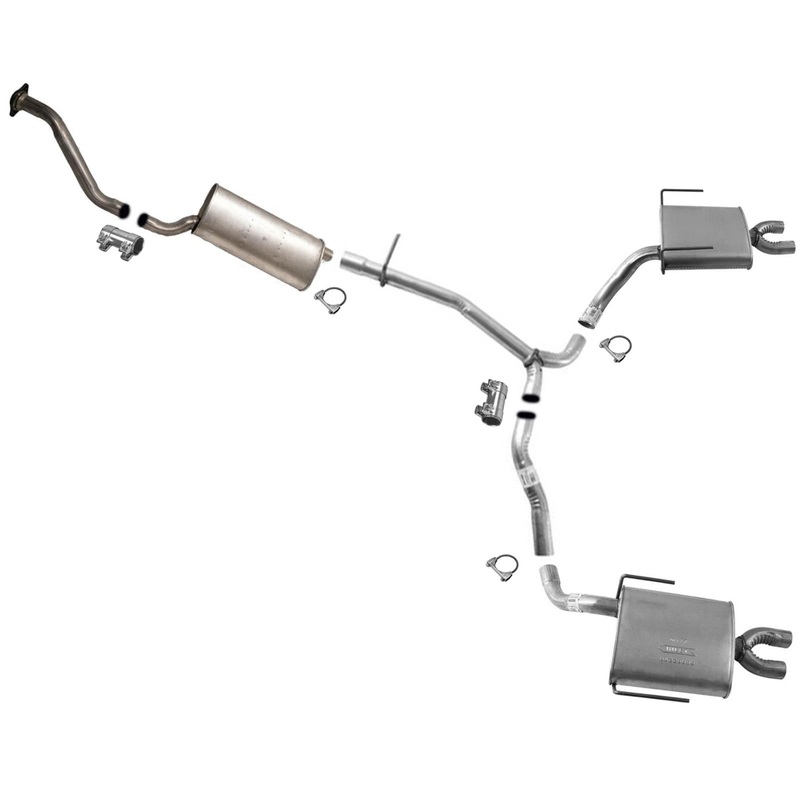Dual Exhaust System Pipe Mufflers Clamps For GMC Acadia 3.6L 2007-2008