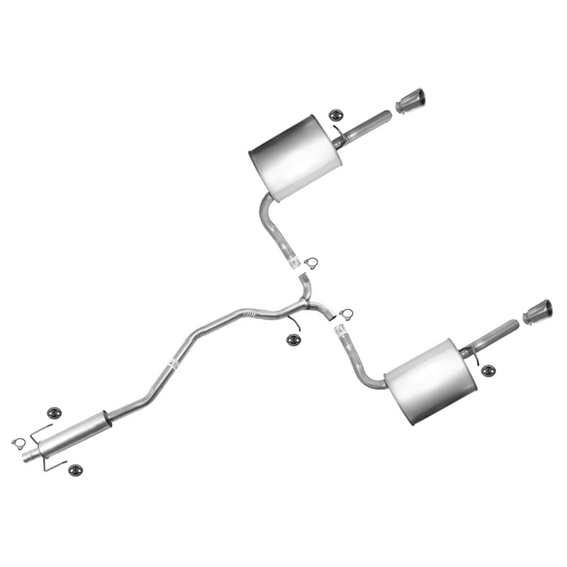 Pipes Resonator Dual Exhaust Rear Mufflers For Front Wheel Drv Ford Fusion 3.0L