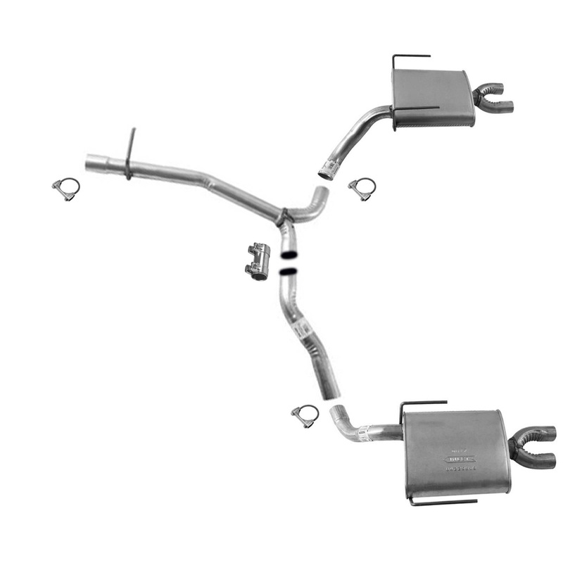 Rear Y Pipe With Dual Rear Mufflers Clamps For GMC Acadia 3.6L  2007-2012