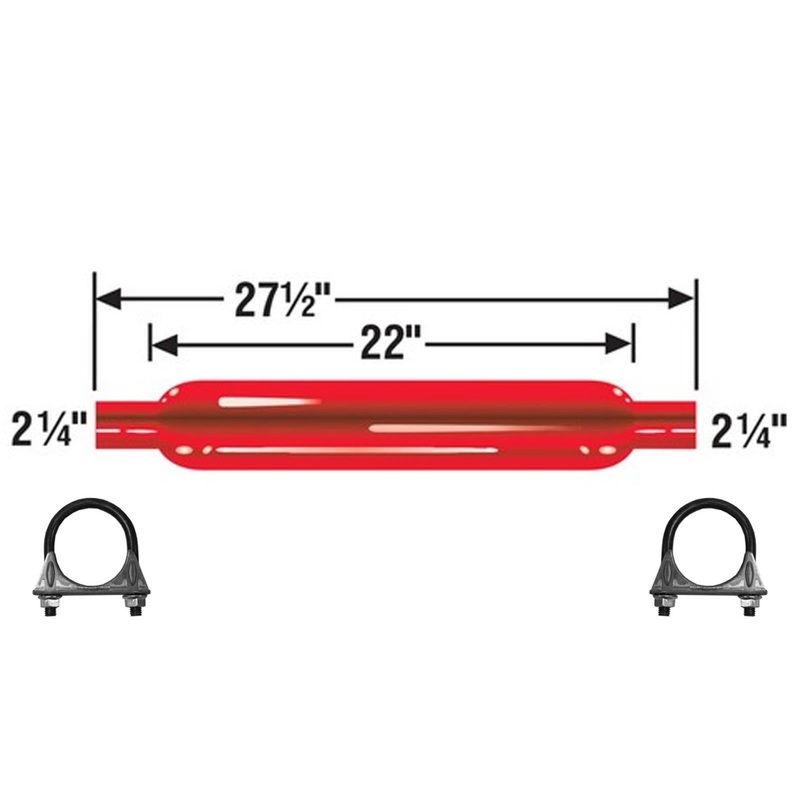 Cherry Bomb 87505CB Muffler 27.5 inch OAL, 22 in Body 2.25" Inlet  2.25" Outlet