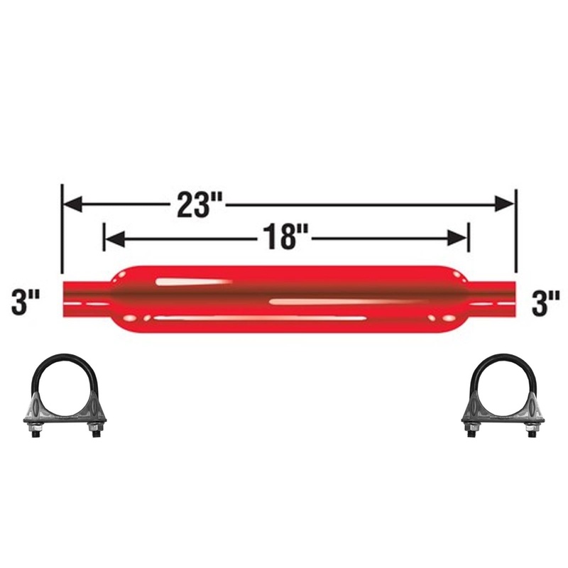 Cherry Bomb 87517CB Muffler 23 inch OAL, 18 in Body 3.0" Inlet  3.0" Outlet