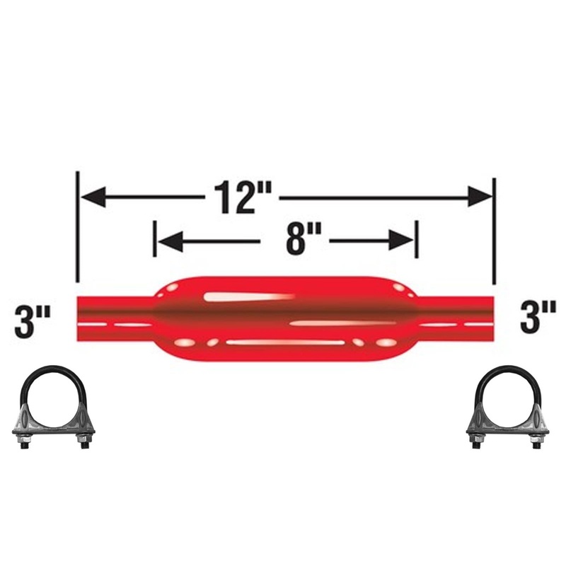 Cherry Bomb 87524CB Muffler 12 inch OAL, 18 in Body 3.0" Inlet  3.0" Outlet