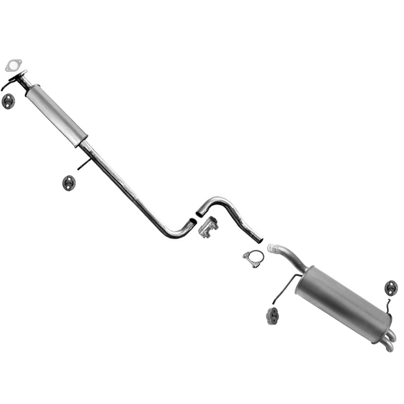 Rear Resonator & Muffler For 11-13 Ford Fiesta Hatchback Dual Outlet Muffler