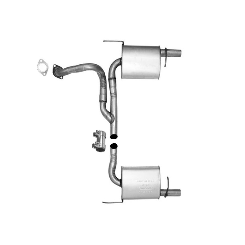 Dual Outlet Steel Tip Rear Muffler Dual For Hyundai Tiburon 2003-2008 2.0L 2.7L