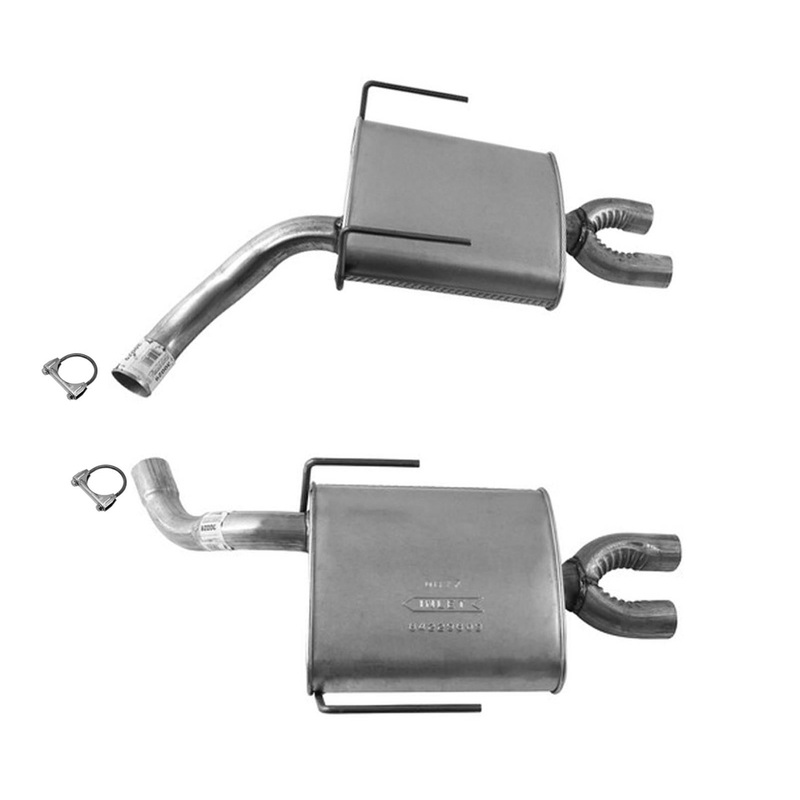 Left and Right Dual Rear Mufflers Clamps For GMC Acadia 3.6L 2007-2012