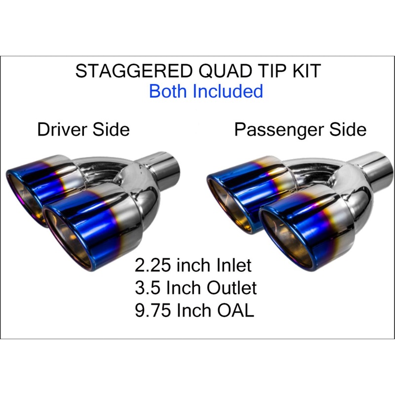 BMW SUBARU HONDA DUAL QUAD BURNT BLUE TIP STAGGERED CHROME TIP FOR ALL VEHICLES