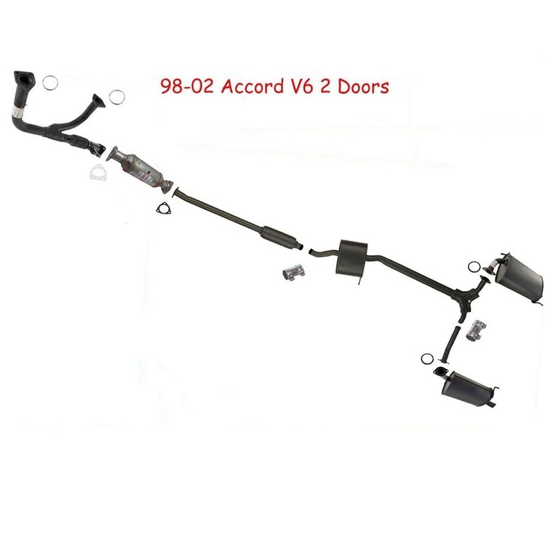 Exhaust System Front Y Pipe Converter Resonator & Mufflers Accord 98-02 V6 3.0L