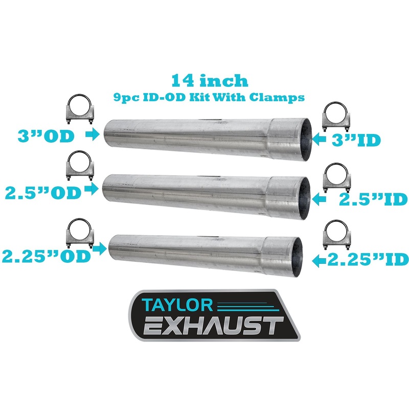 ID/OD Custom Exhaust Straight Pipe Kit, 2.25ID/OD 2.5ID/OD 3.ID/OD