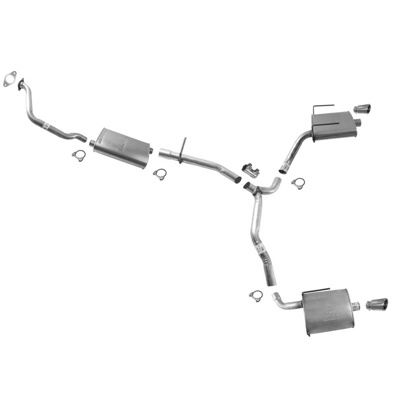 Resonator & Dual Mufflers Exhaust System For Acadia 2009 2011 2012 W Single Tip